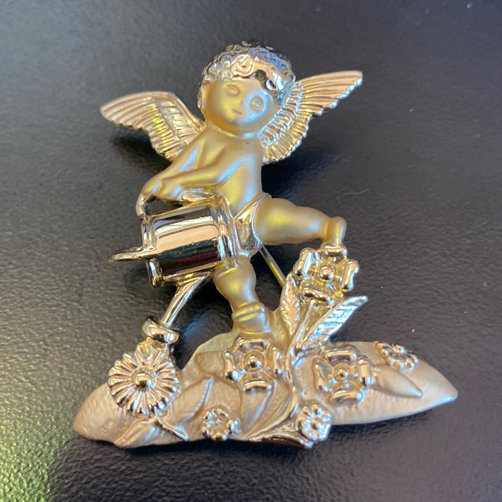 Ajc Garden Cherub Brooch 10$